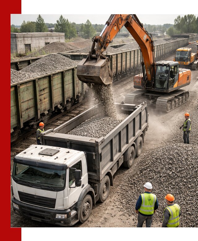 Железнодорожный щебень фракция 25–60 для поставок в Алексеевке