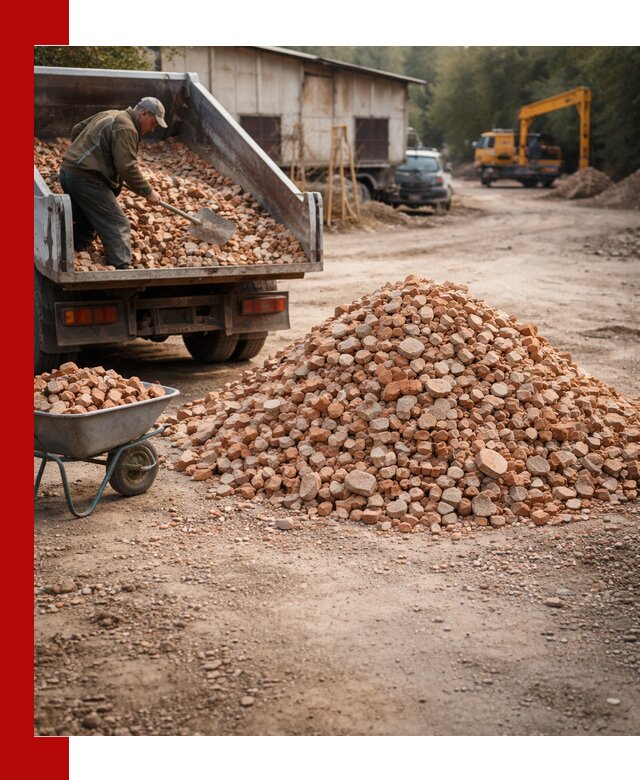 Доставка и подушка из боя кирпича с разгрузкой в Алексеевке