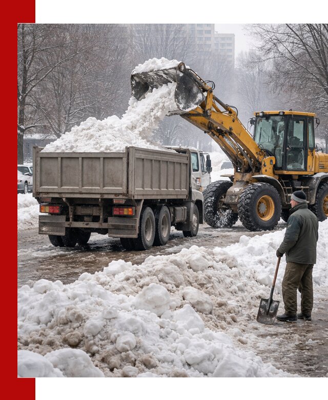 Вывоз снега грузовой техникой в Алексеевке оперативно и чисто